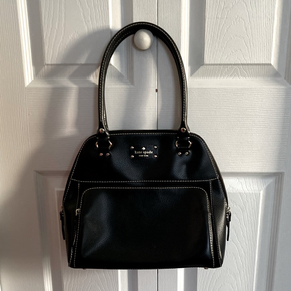 Genuine Kate Spade black purse with white stitching & dust bag